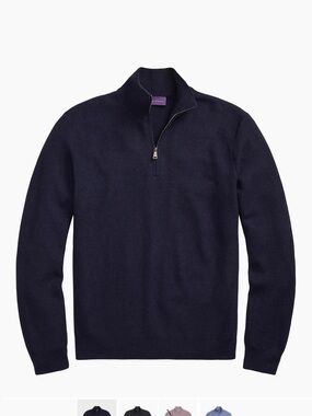 Ralph Lauren Purple Label Navy Half-Zip Wool Sweater